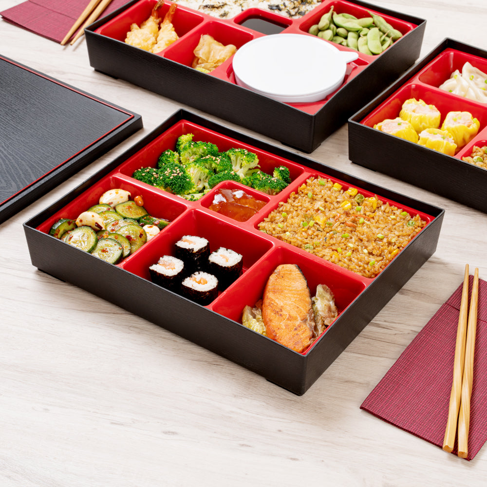 Bento Large Bento Tek Rectangle Black and Red Large Japanese Style Bento Box - 6 ...