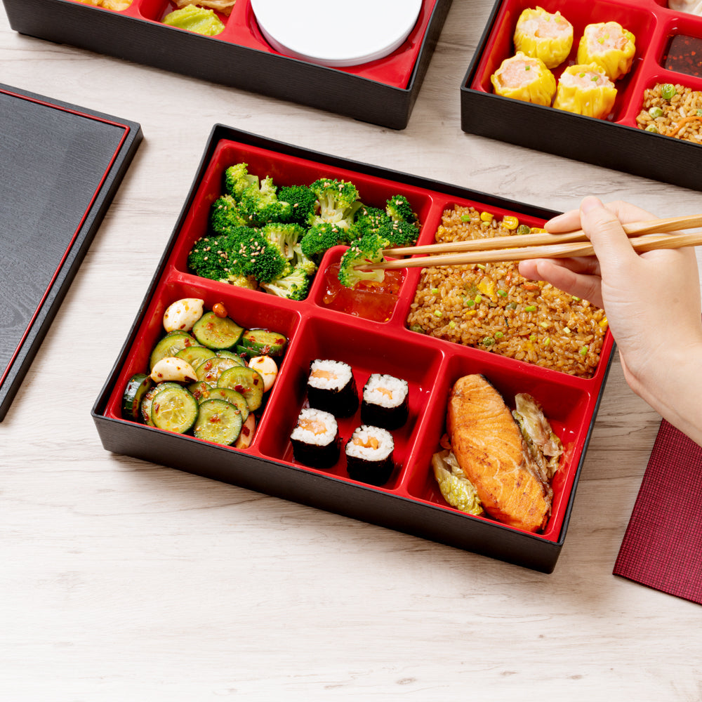Bento Large Bento Tek Rectangle Black and Red Large Japanese Style Bento Box - 6 ...