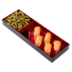 Bento Tek Black and Red Japanese Style Bento Tray - 2 Compartments - 14