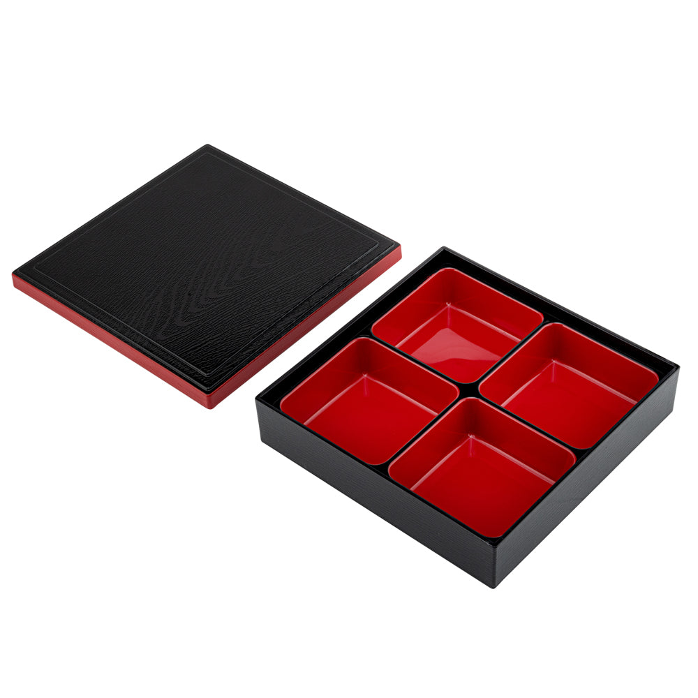 Bento Tek Square Black and Red Japanese Style Bento Box - 4 ...