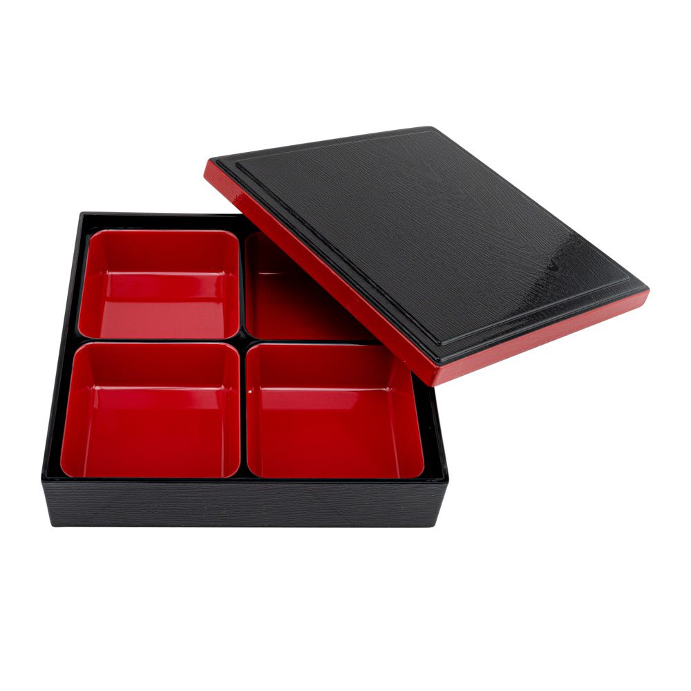 Bento Tek Square Black and Red Japanese Style Bento Box - 4 ...
