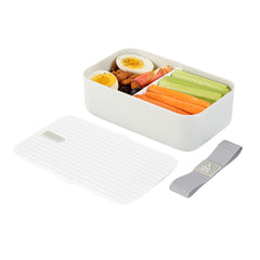 Bento Tek 34 oz Gray Buddha Box Lunch Container - with White Lid - 7 1/2