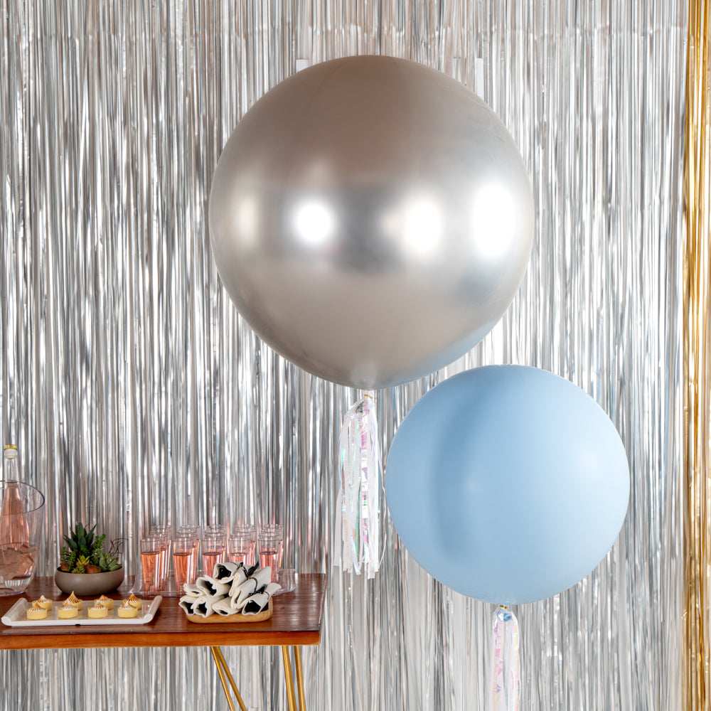 Balloonify Metallic Silver Latex Balloon - 36" - 10 count box
