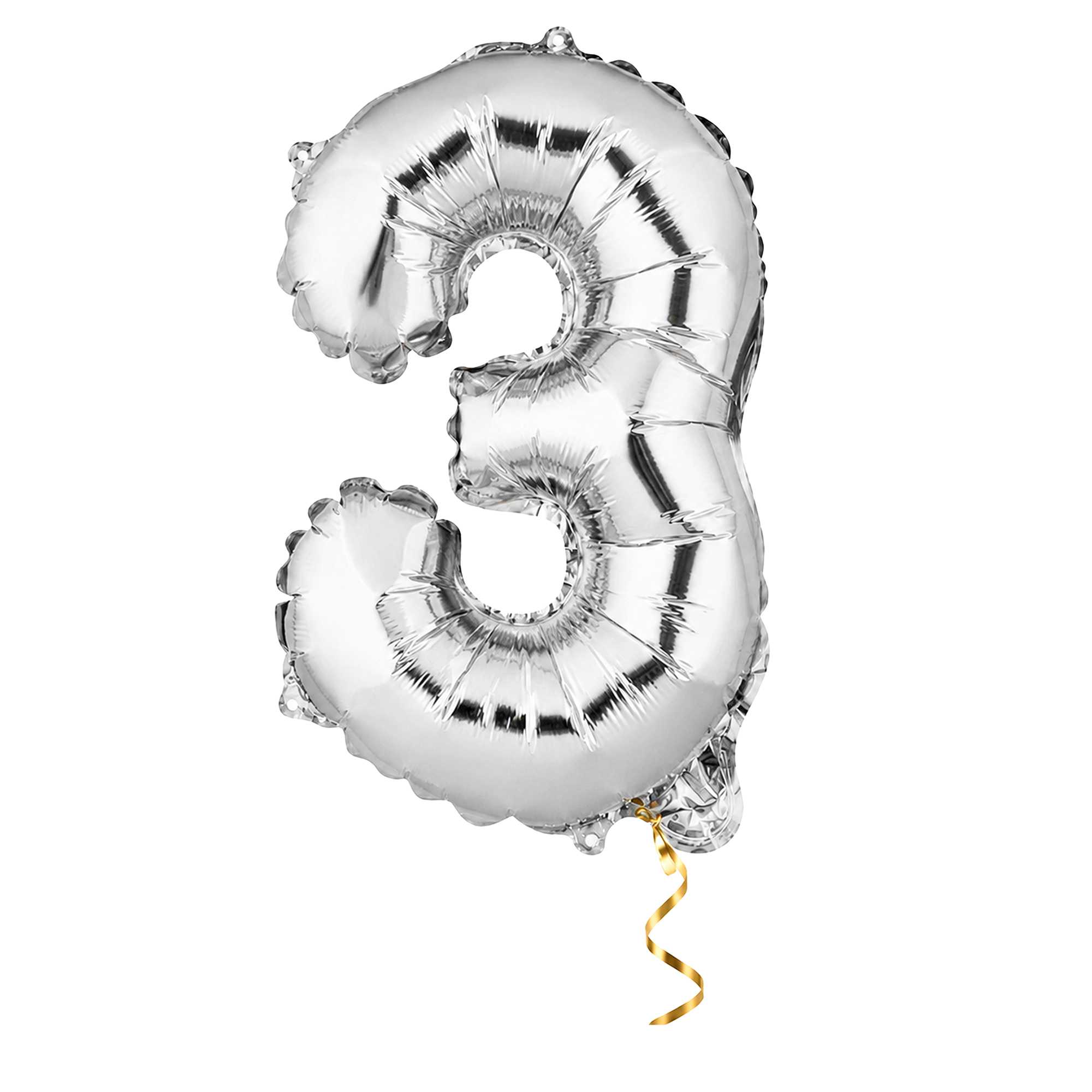 Balloonify Silver Mylar Number 3 Balloon - 16" - 1 count box