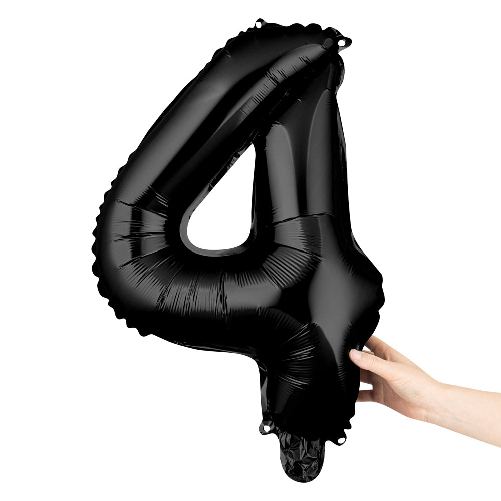 Balloonify Black Mylar Number 4 Balloon - 16" - 1 count box