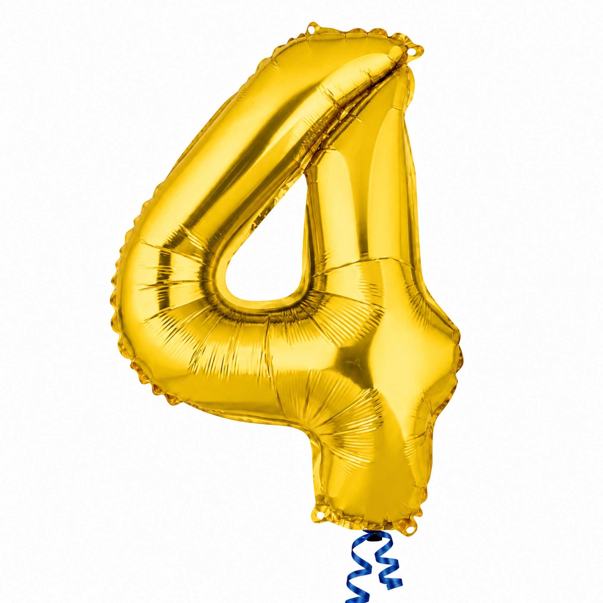 Balloonify Gold Mylar Number 4 Balloon - 16" - 1 count box