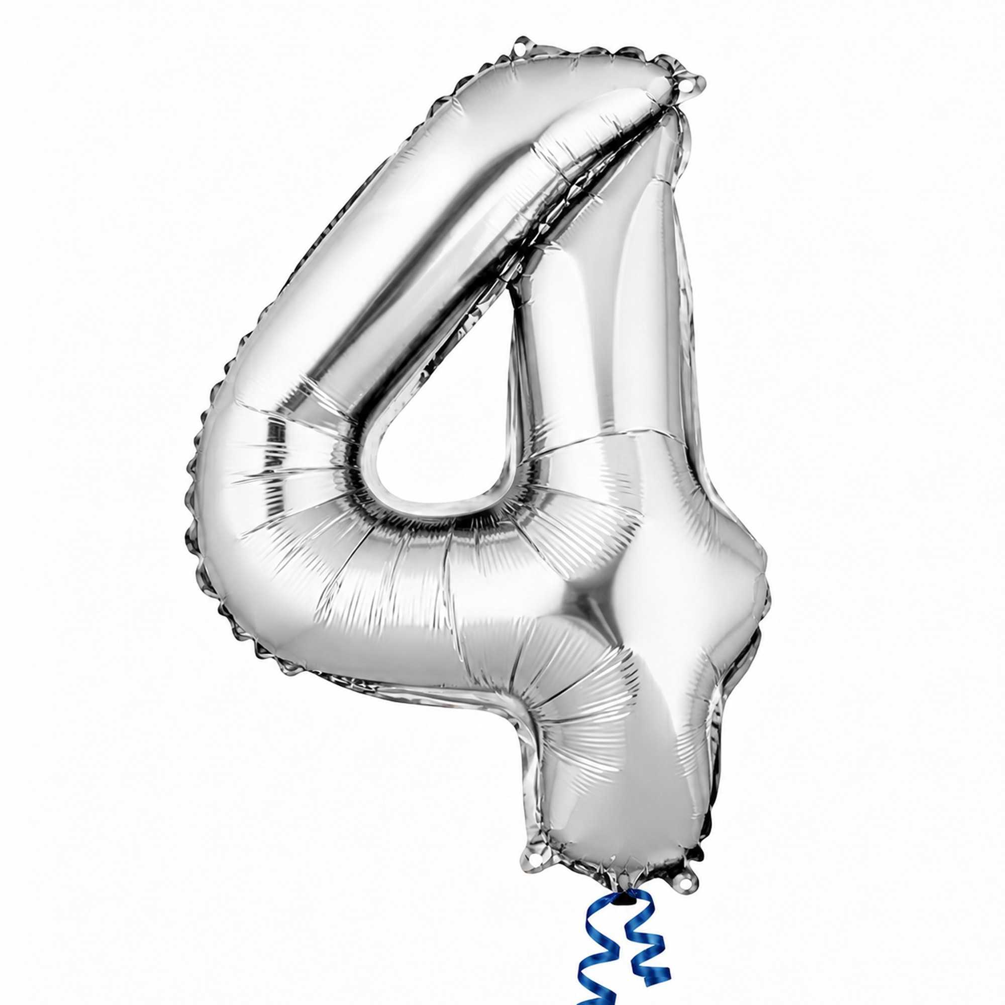 Balloonify Silver Mylar Number 4 Balloon - 16" - 1 count box