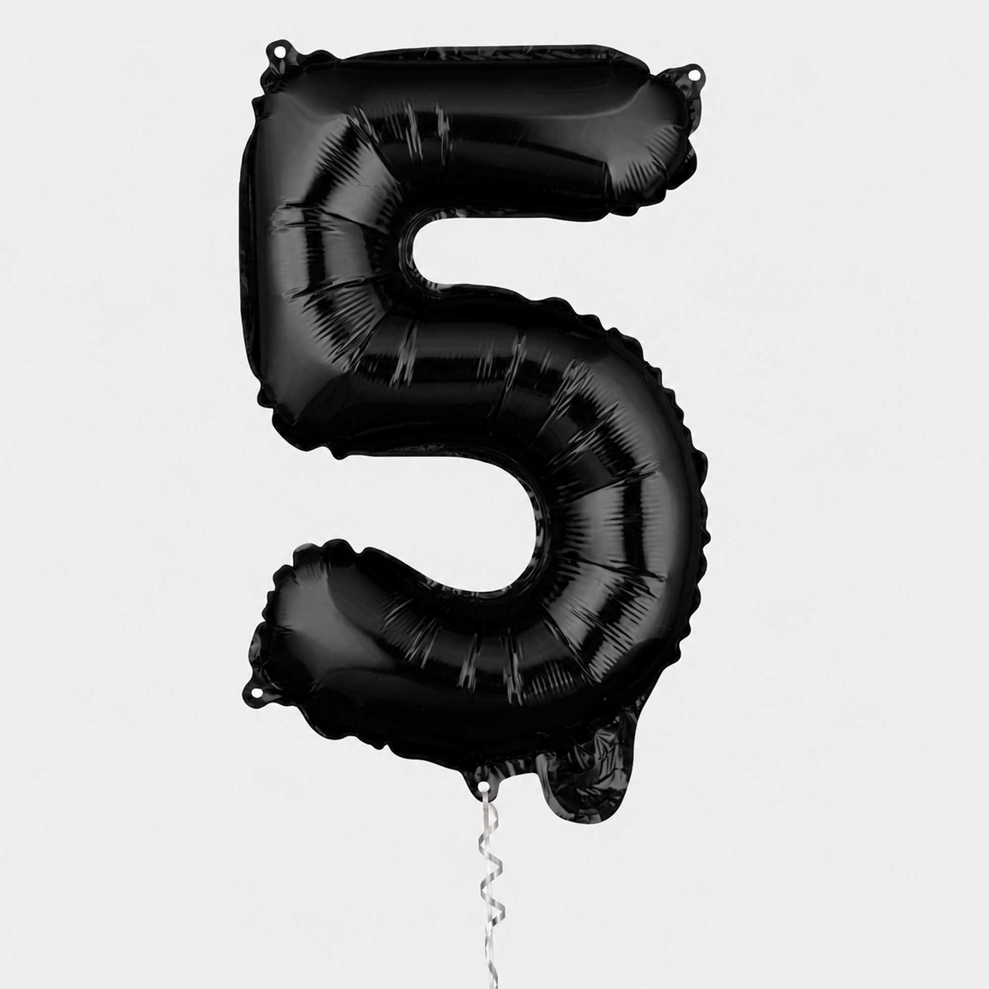 Balloonify Black Mylar Number 5 Balloon - 16" - 1 count box