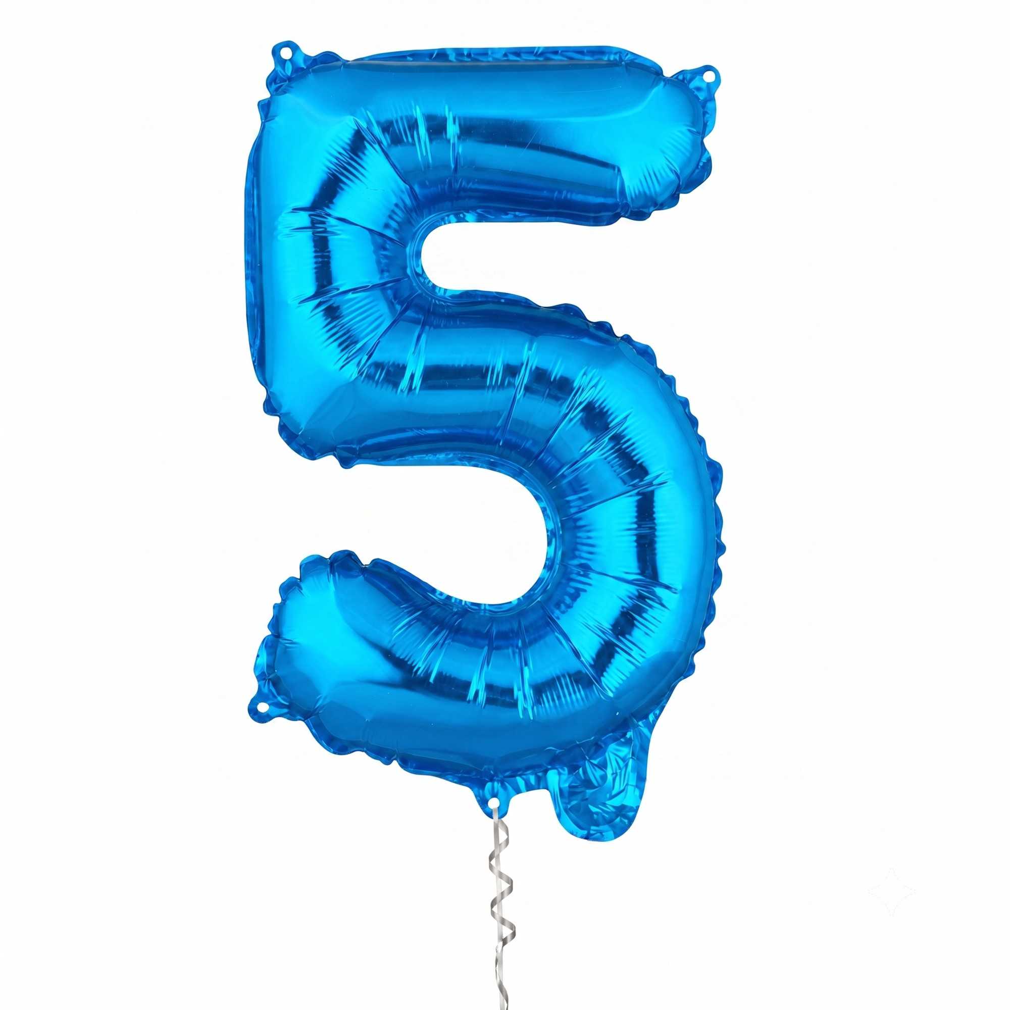 Balloonify Blue Mylar Number 5 Balloon - 16" - 1 count box