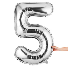 Balloonify Silver Mylar Number 5 Balloon - 40