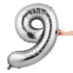 Balloonify Silver Mylar Number 9 Balloon - 40