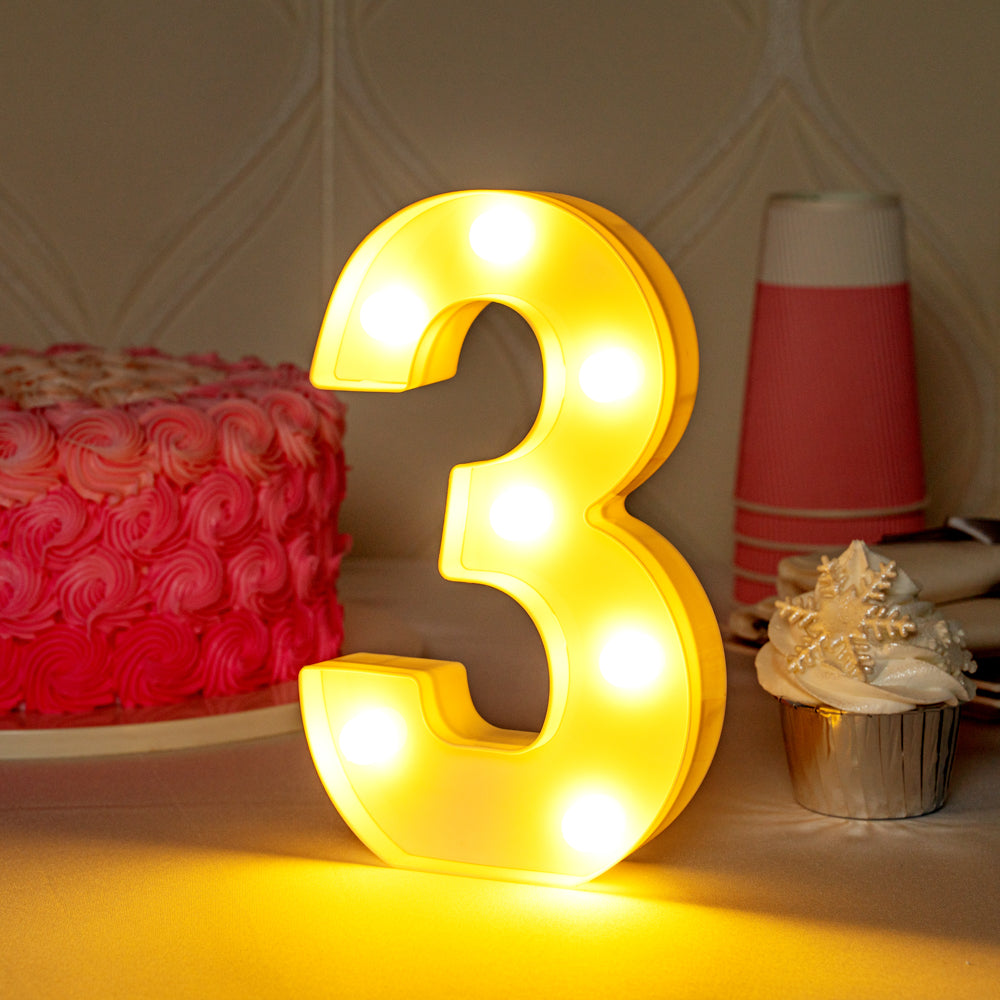 Illumify White LED Marquee Number 3 Sign - 8 3/4