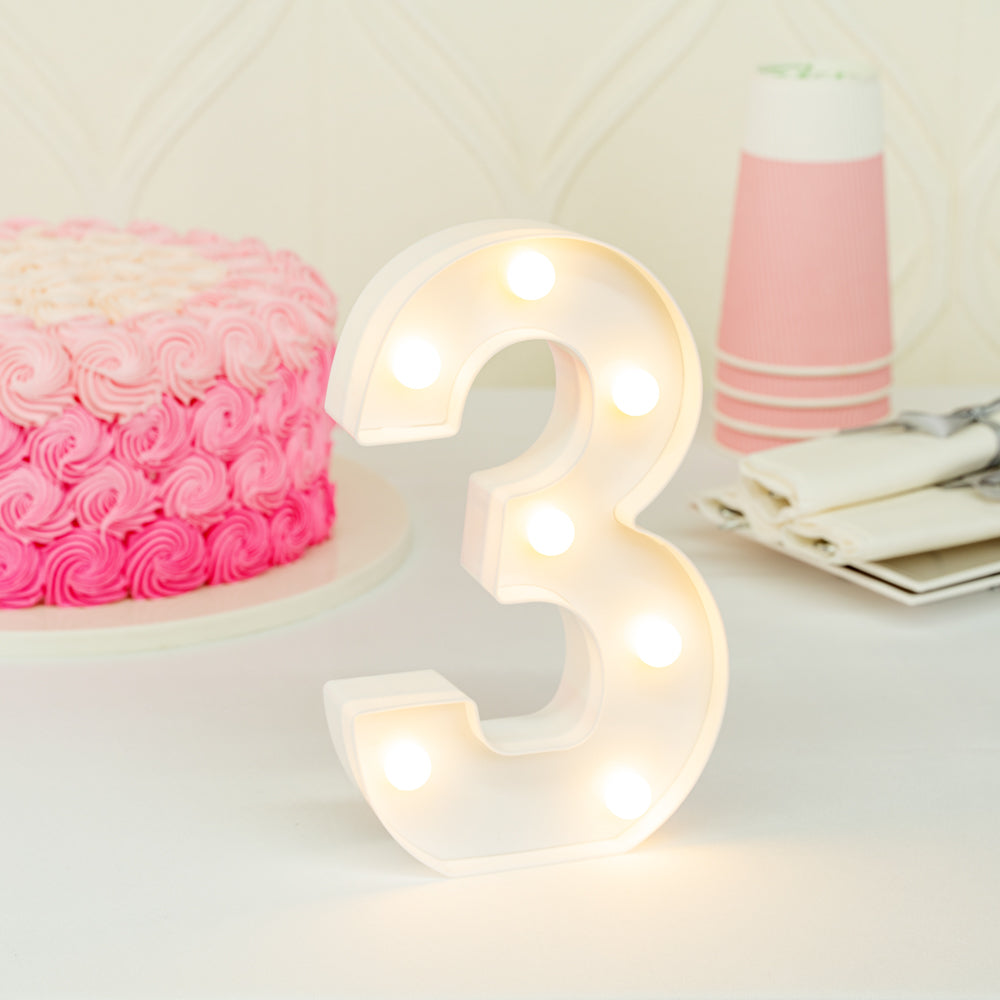 Illumify White LED Marquee Number 3 Sign - 8 3/4