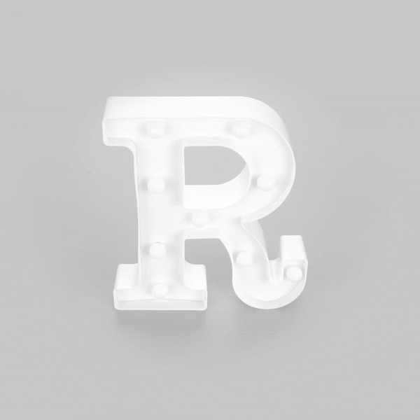 Illumify White LED Marquee Letter R Sign - 8 3/4