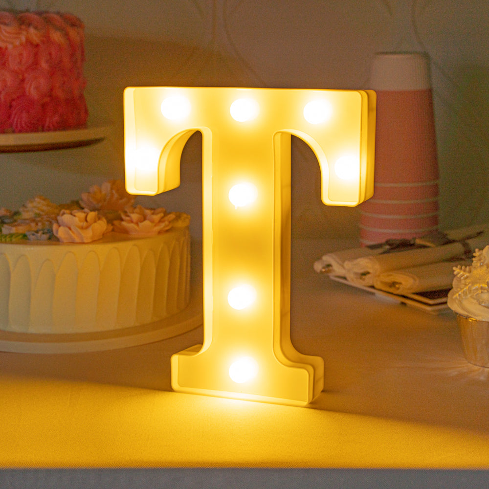 Illumify White LED Marquee Letter T Sign - 8 3/4