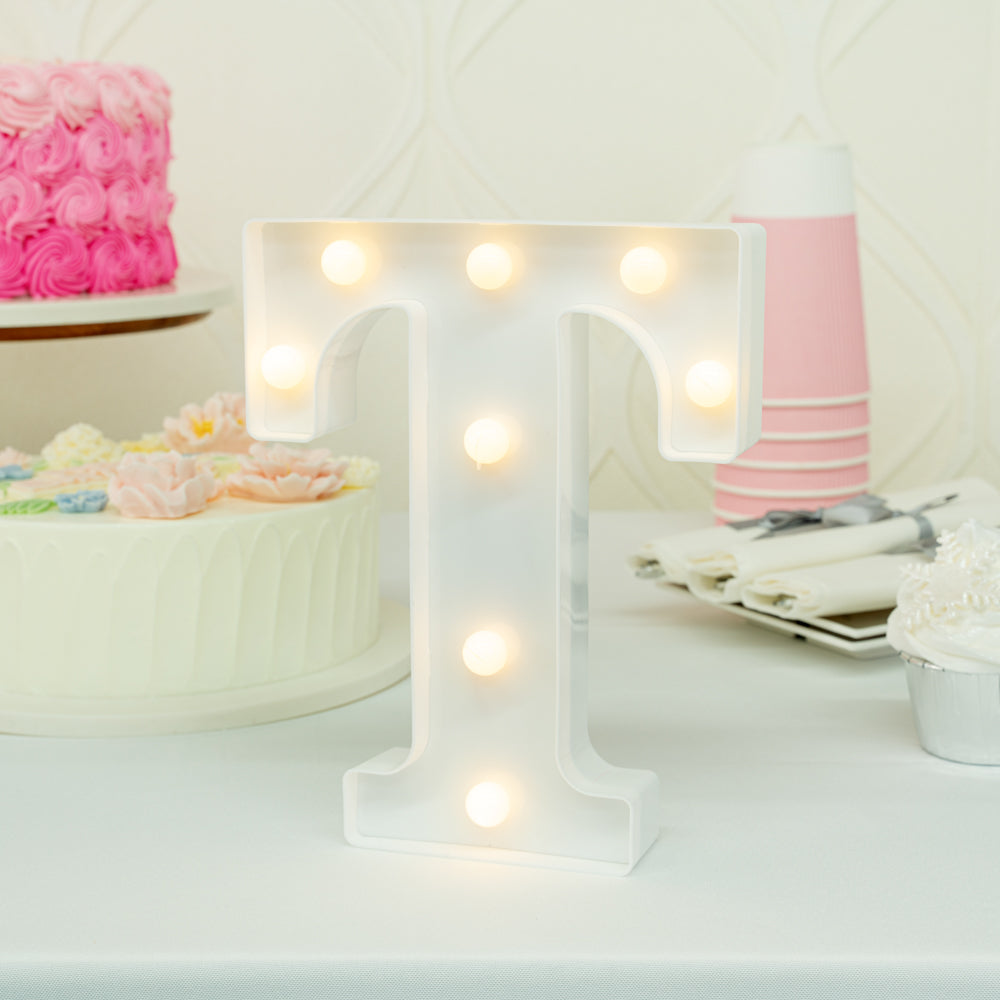 Illumify White LED Marquee Letter T Sign - 8 3/4