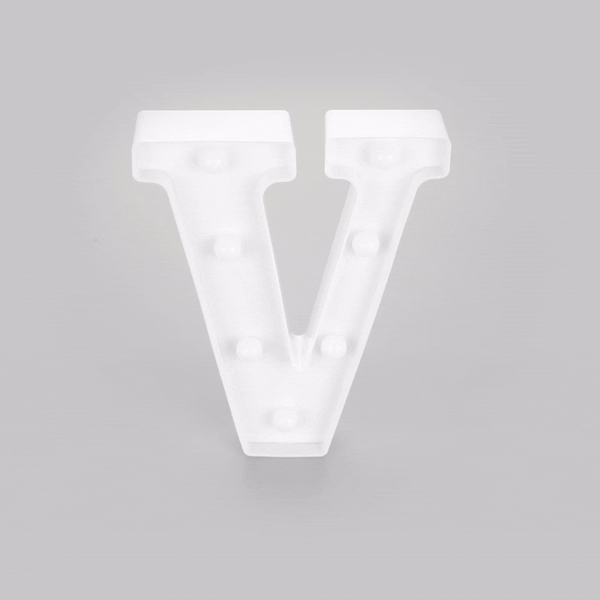 Illumify White LED Marquee Letter V Sign - 8 3/4