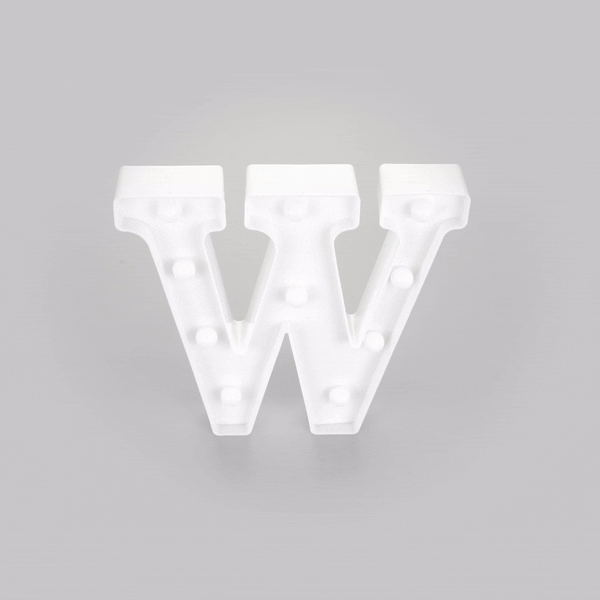 Illumify White LED Marquee Letter W Sign - 8 3/4