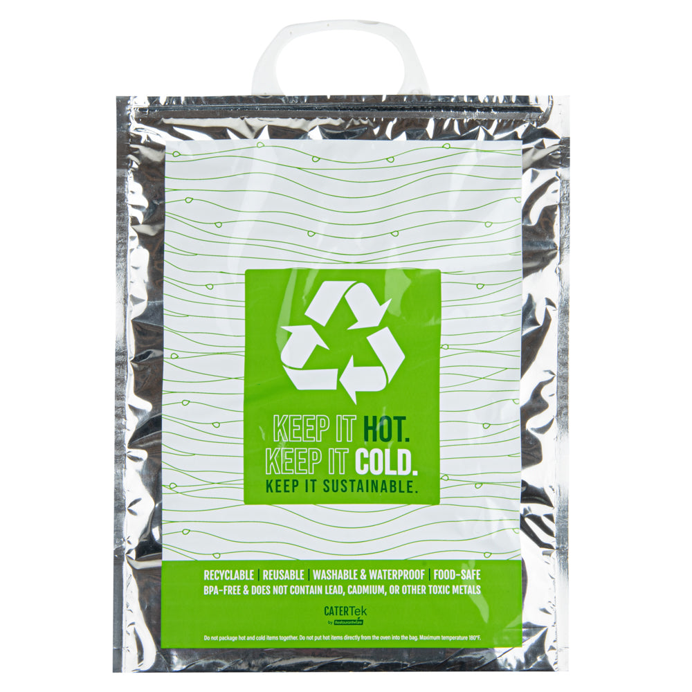 Cater Tek Green and Silver Plastic Thermal Bag - Insulated - 11 3/4" x 6" x 15" - 1 count box