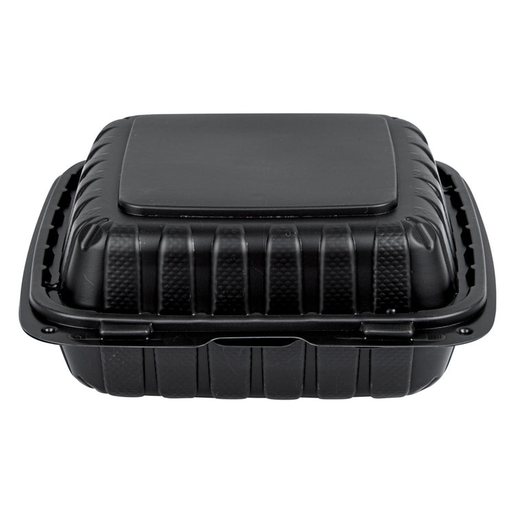 Thermo Tek 28 oz Black Mineral-Filled Plastic Clamshell Container