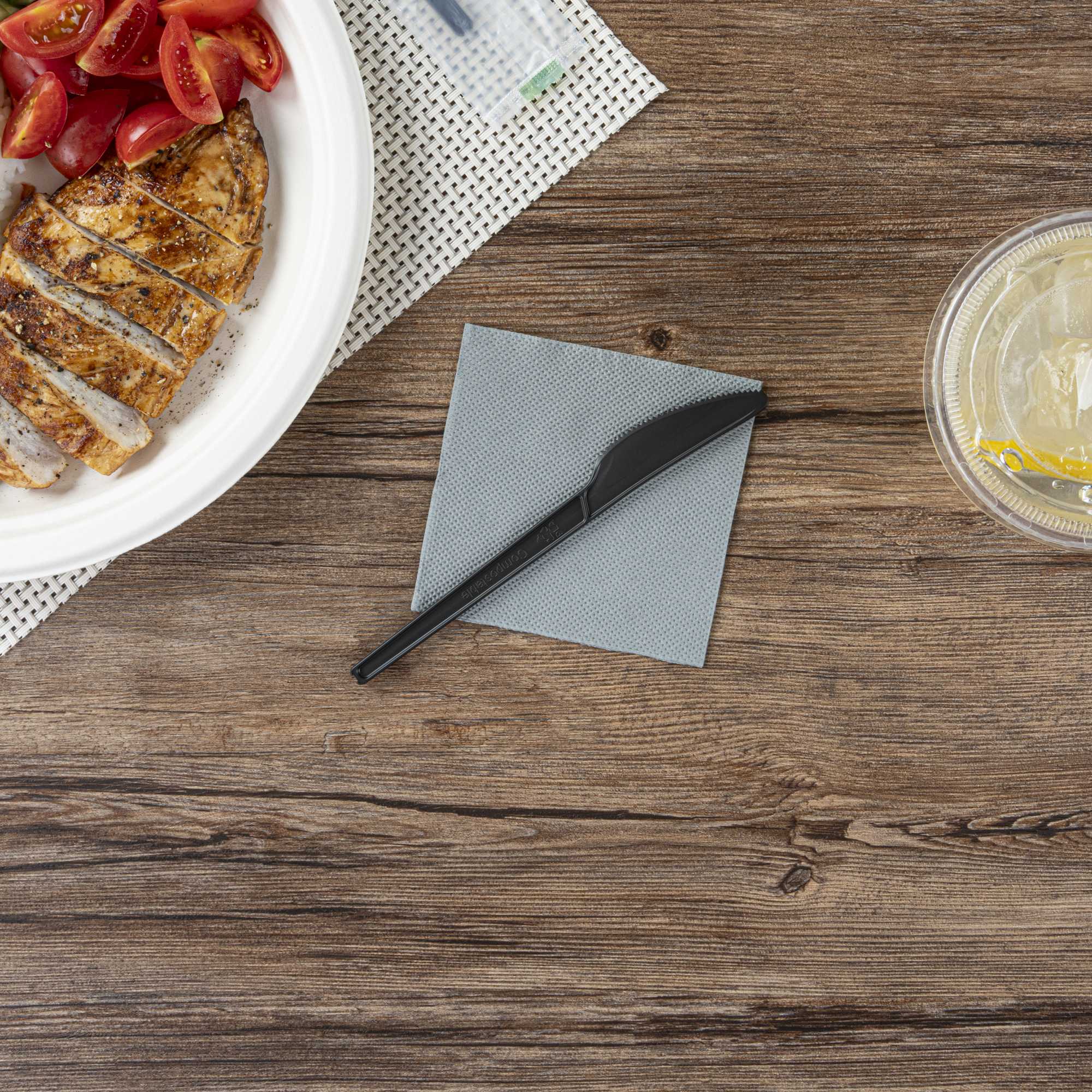 Basic Nature Black CPLA Plastic Knife - Compostable Wrapper, Heat ...