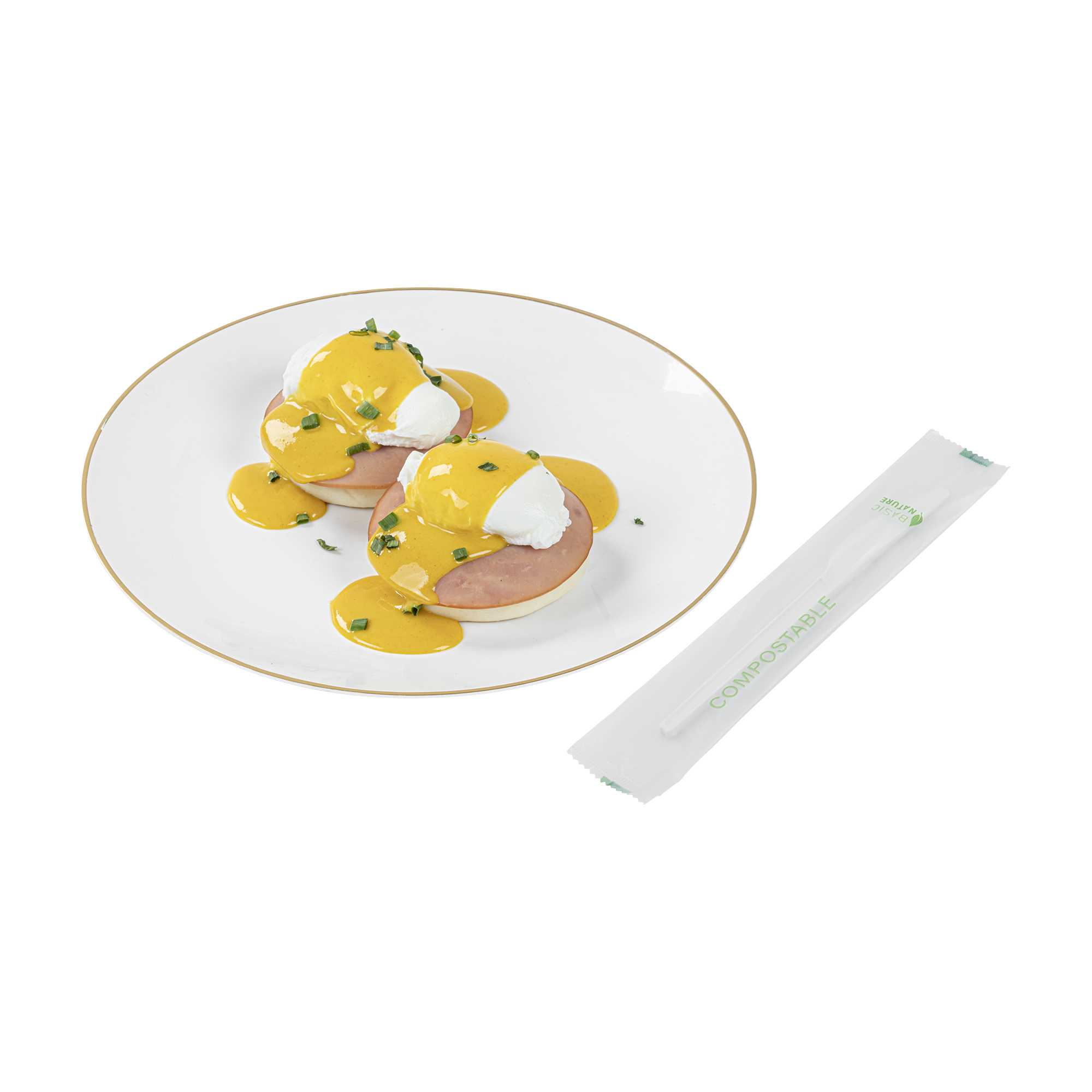 Basic Nature White CPLA Plastic Knife - Compostable Wrapper, Heat-Resistant - 6 1/2" - 2000 count box