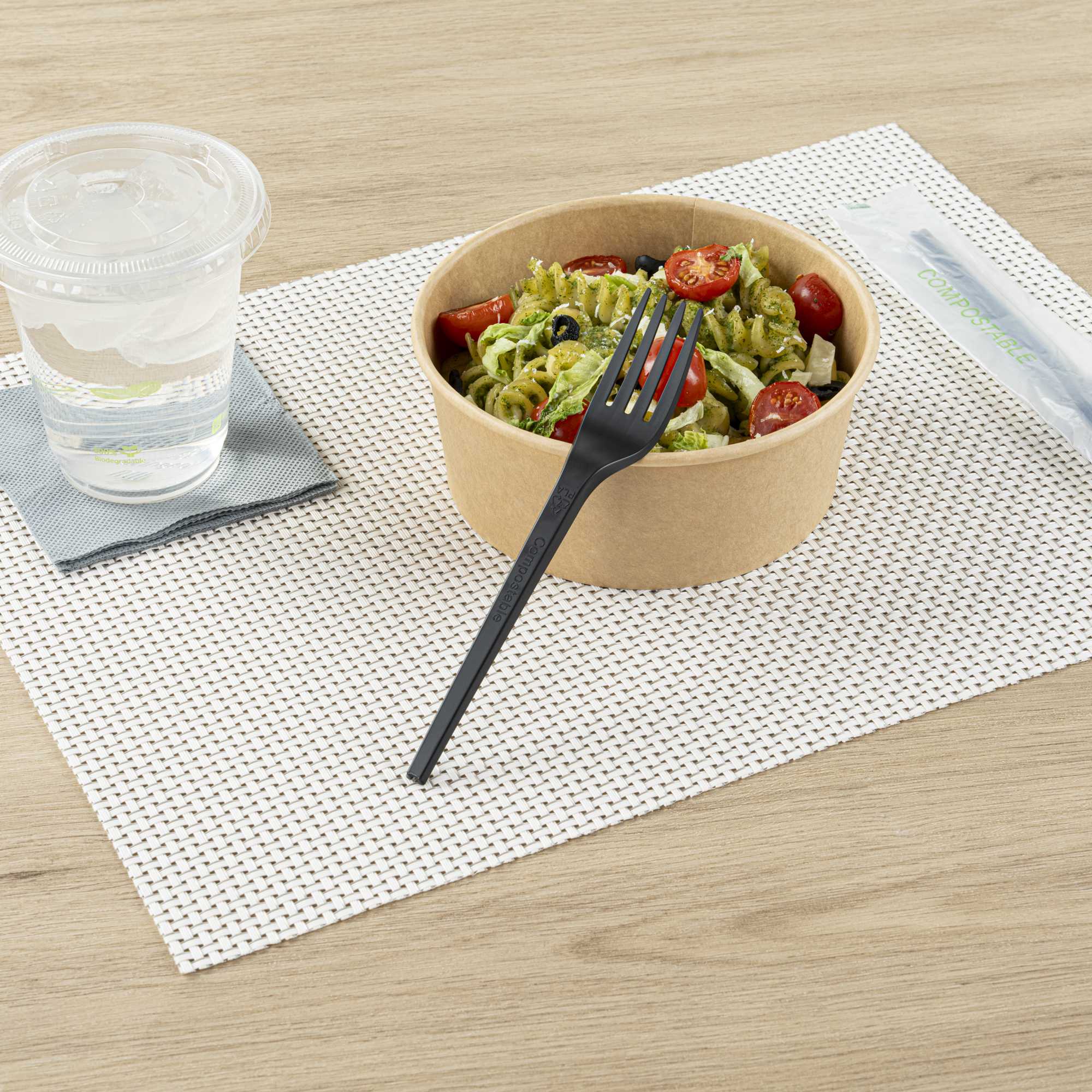 Basic Nature Black CPLA Plastic Fork - Compostable Wrapper, Heat ...