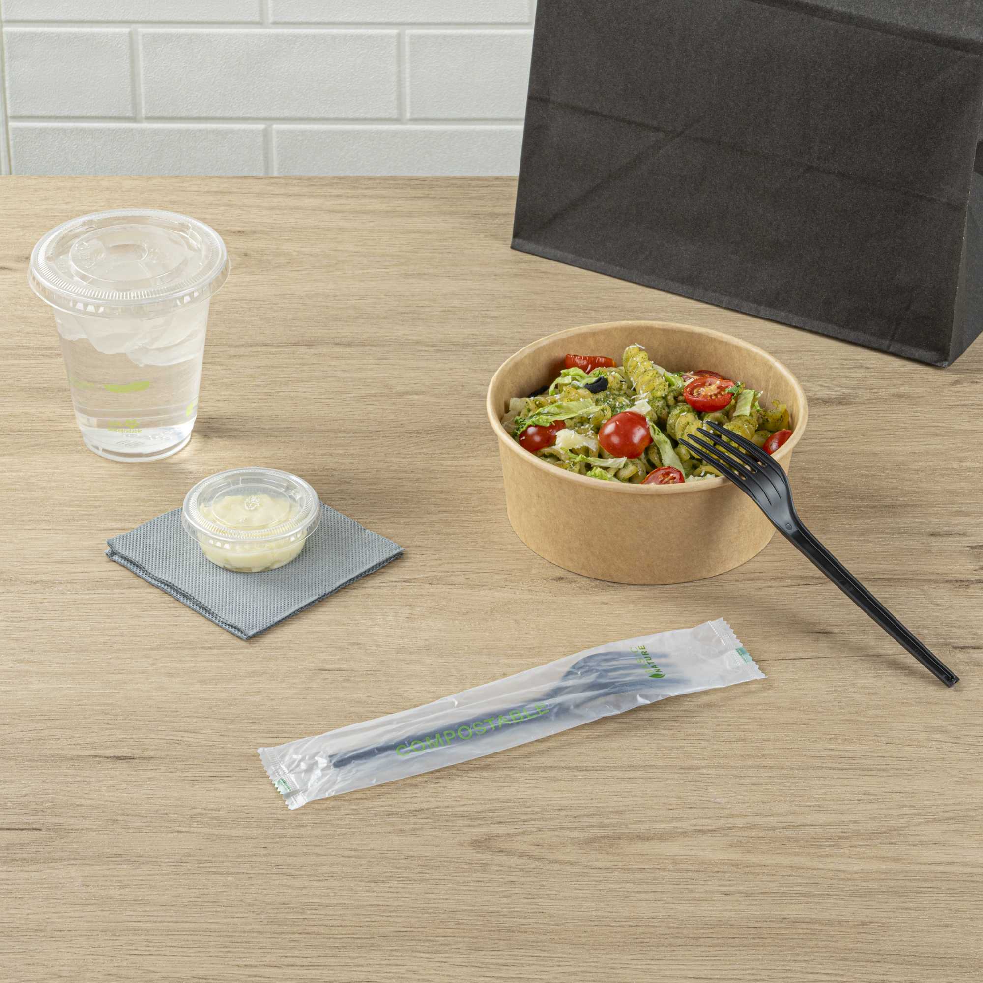 Basic Nature Black CPLA Plastic Fork - Compostable Wrapper, Heat ...