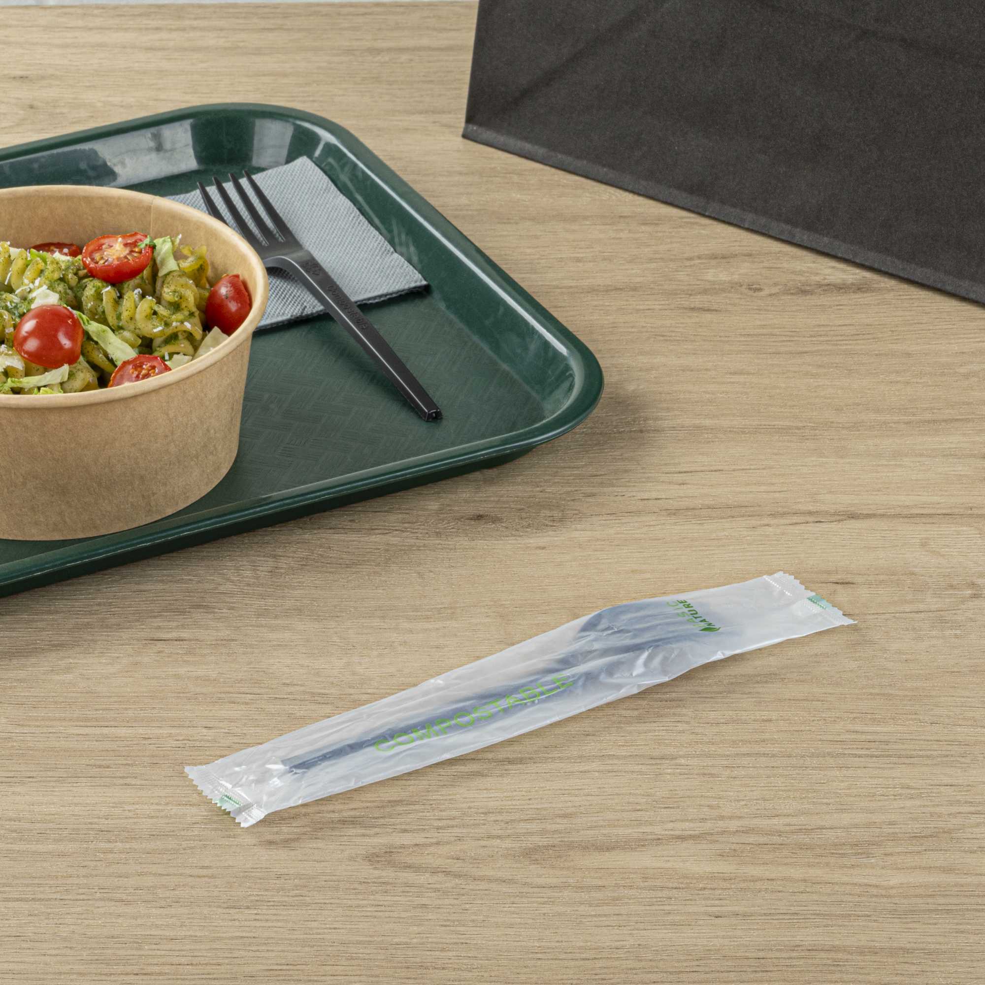 Basic Nature Black CPLA Plastic Fork - Compostable Wrapper, Heat ...