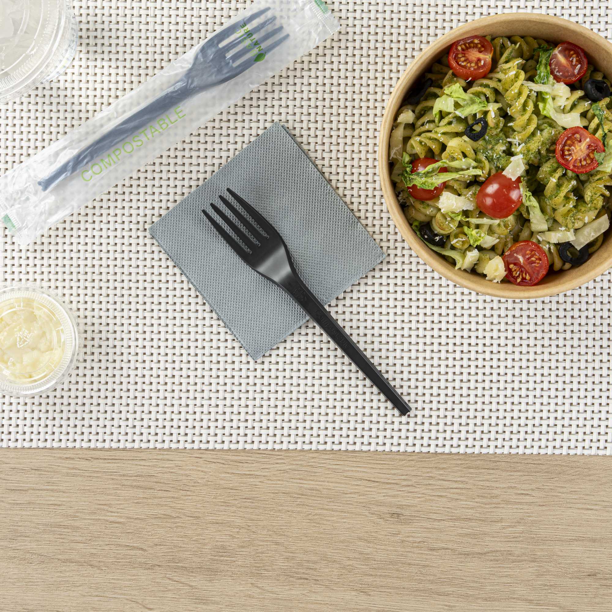 Basic Nature Black CPLA Plastic Fork - Compostable Wrapper, Heat ...