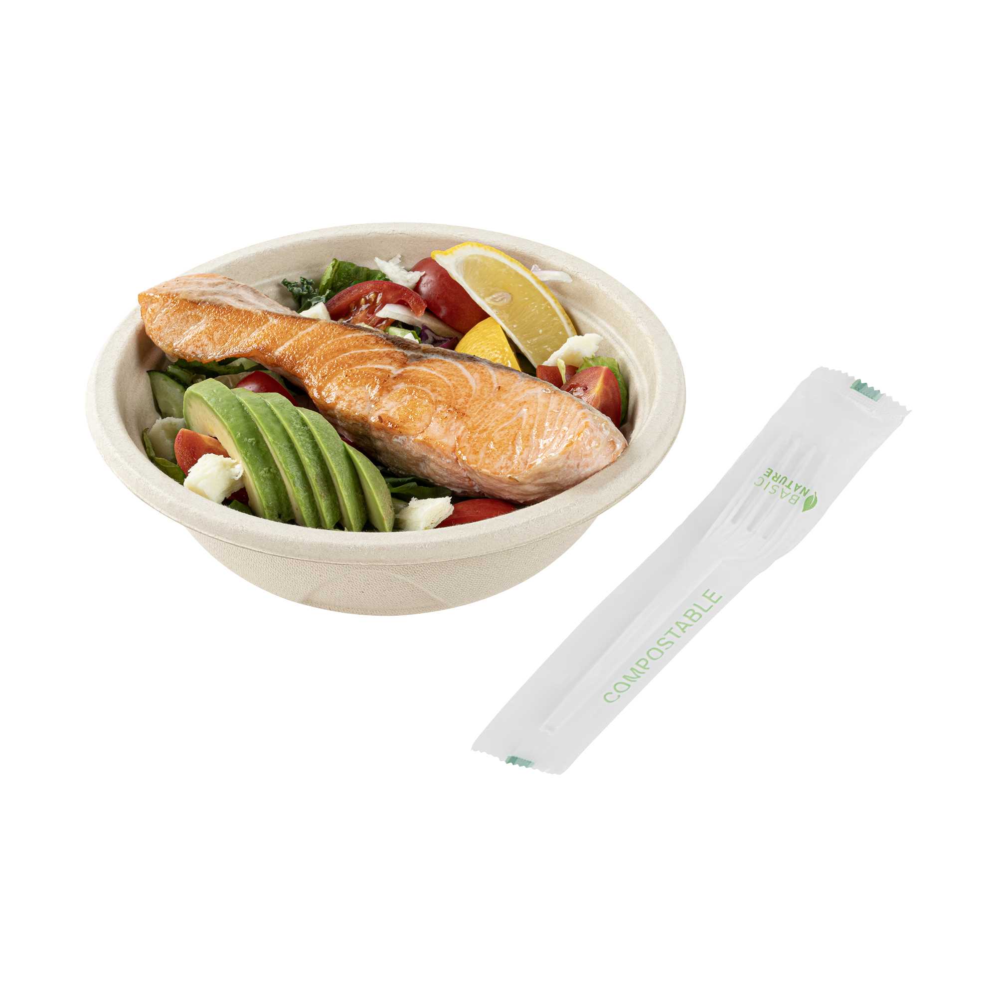 Basic Nature White CPLA Plastic Fork - Compostable Wrapper, Heat-Resistant - 6 1/2" - 50 count box