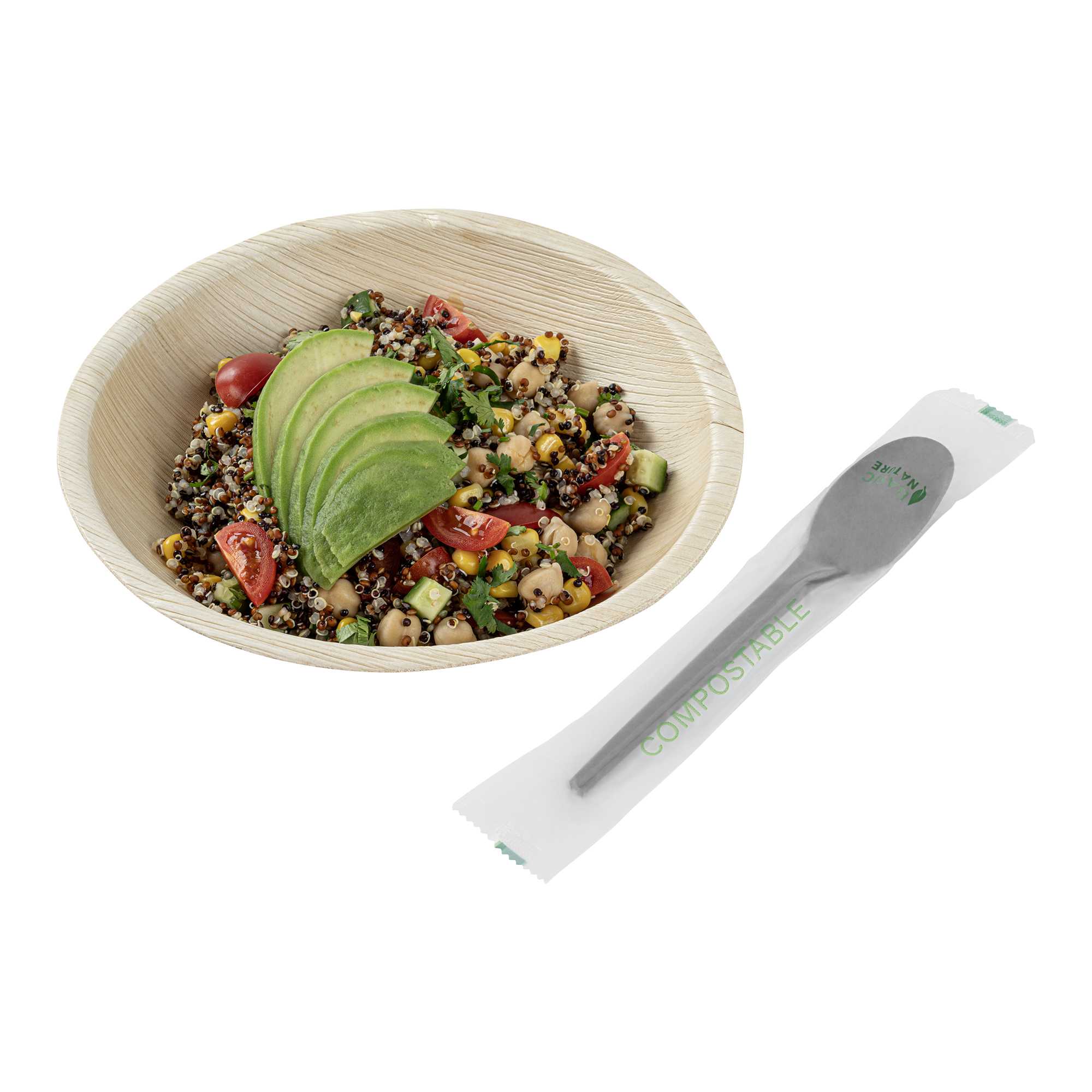 Basic Nature Black CPLA Plastic Spoon - Compostable Wrapper, Heat-Resistant - 6 1/2" - 50 count box