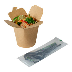 Basic Nature Black CPLA Plastic Cutlery Set - Compostable Wrapper, Heat-Resistant - 6 1/2