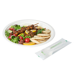 Basic Nature White CPLA Plastic Cutlery Set - Compostable Wrapper, Heat-Resistant - 6 1/2