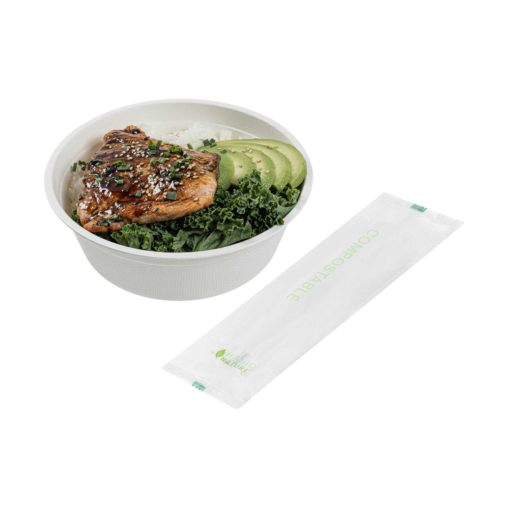 Basic Nature White CPLA Plastic Cutlery Set - Compostable Wrapper ...