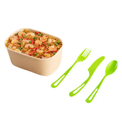 Basic Nature Green CPLA Plastic Cutlery Set - Heat-Resistant, Compostable - 7 1/2
