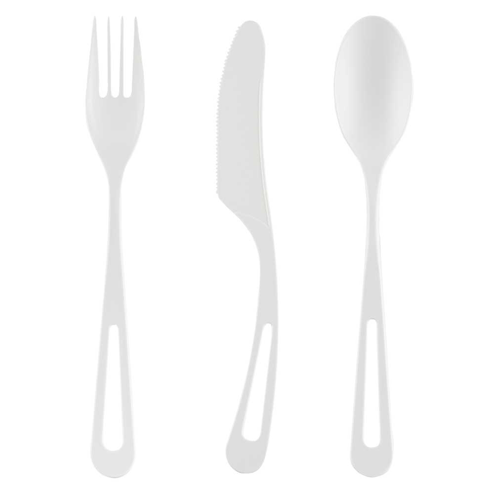 Basic Nature White CPLA Plastic Cutlery Set - Heat-Resistant, Compostable - 7 1/2" - 580 count box
