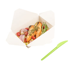 Basic Nature Green CPLA Plastic Knife - Compostable Wrapper, Heat-Resistant - 6 1/2