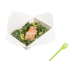 Basic Nature Green CPLA Plastic Fork - Compostable Wrapper, Heat-Resistant - 6 1/2
