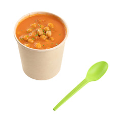 Basic Nature Green CPLA Plastic Spoon - Compostable Wrapper, Heat-Resistant - 6 1/2