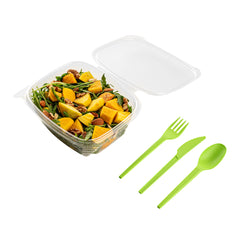 Basic Nature Green CPLA Plastic Cutlery Set - Compostable Wrapper, Heat-Resistant - 6 1/2