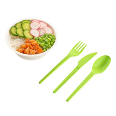 Basic Nature Green CPLA Plastic Cutlery Set - Heat-Resistant, Compostable - 6 1/2