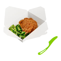 Basic Nature Green CPLA Plastic Knife - Compostable Wrapper, Heat-Resistant - 7 1/2