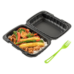 Basic Nature Green CPLA Plastic Fork - Compostable Wrapper, Heat-Resistant - 7 1/2