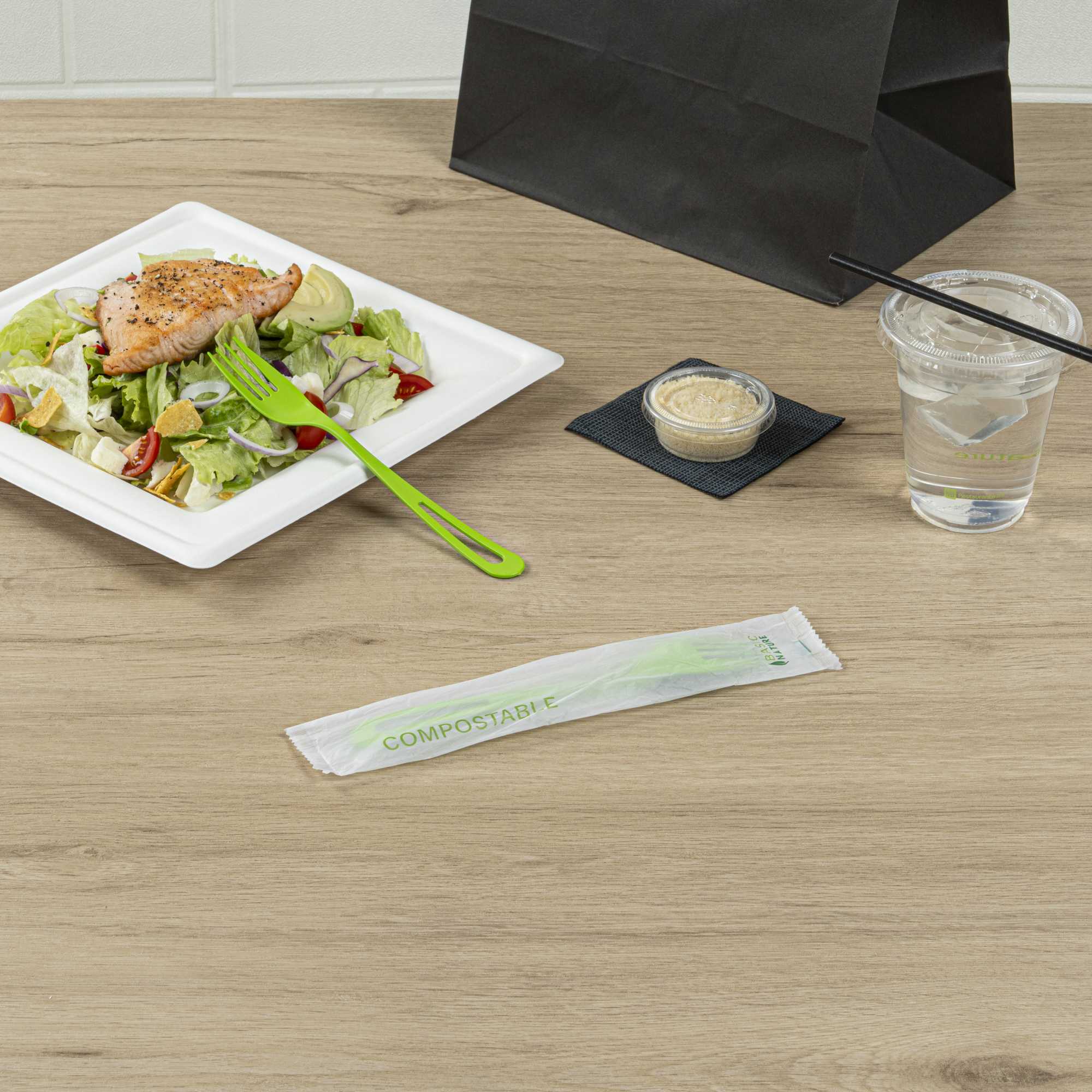 Basic Nature Green CPLA Plastic Fork - Compostable Wrapper, Heat ...