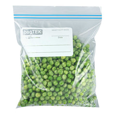 Bag Tek 1 qt Clear Plastic Freezer Bag - Double Zipper, Write-On Label, BPA-Free - 7 1/2