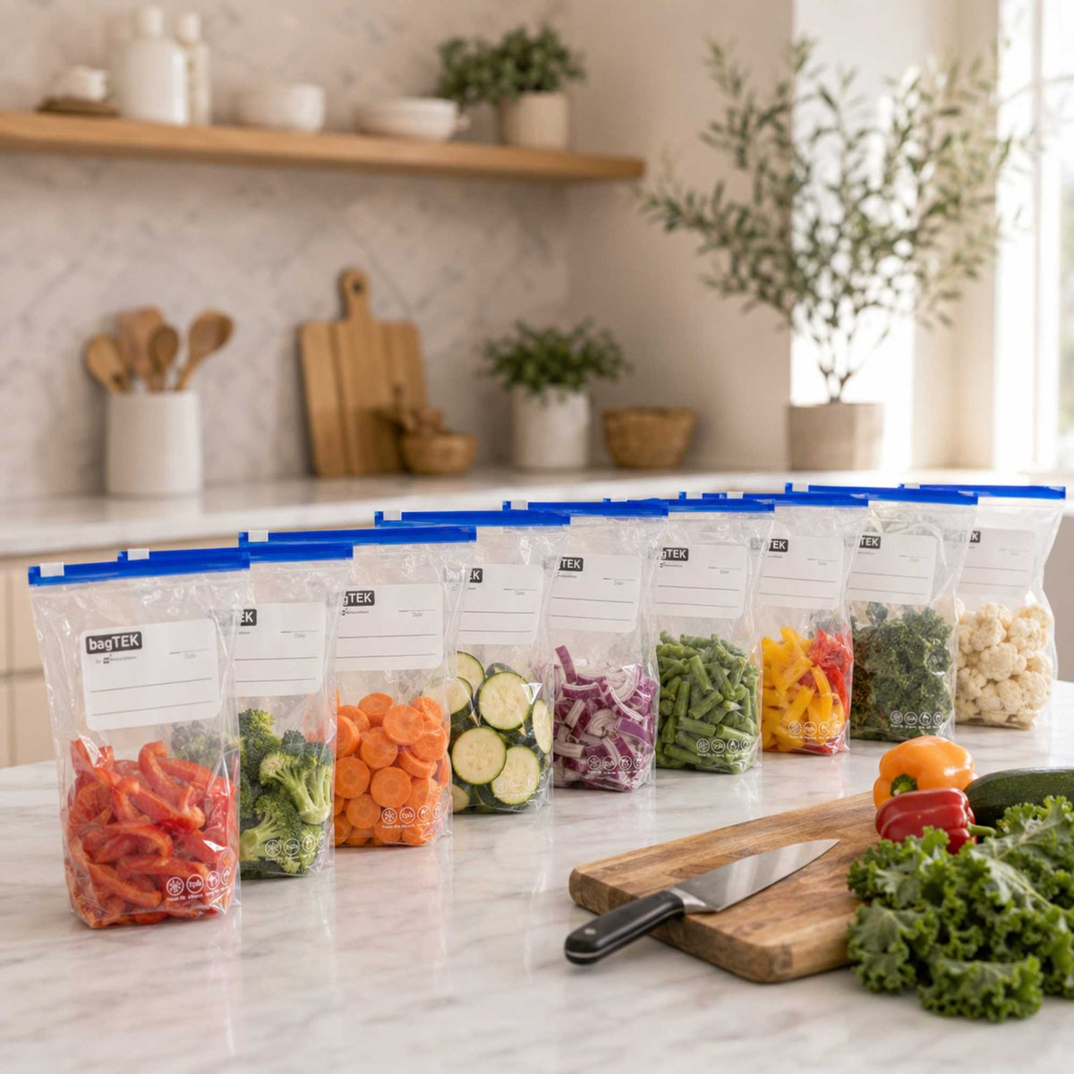 Bag Tek 1 qt Clear Plastic Slider Freezer Bag - Expandable Bottom, Write-On Label, BPA-Free - 6" x 2 1/4" x 8" - 1000 count box