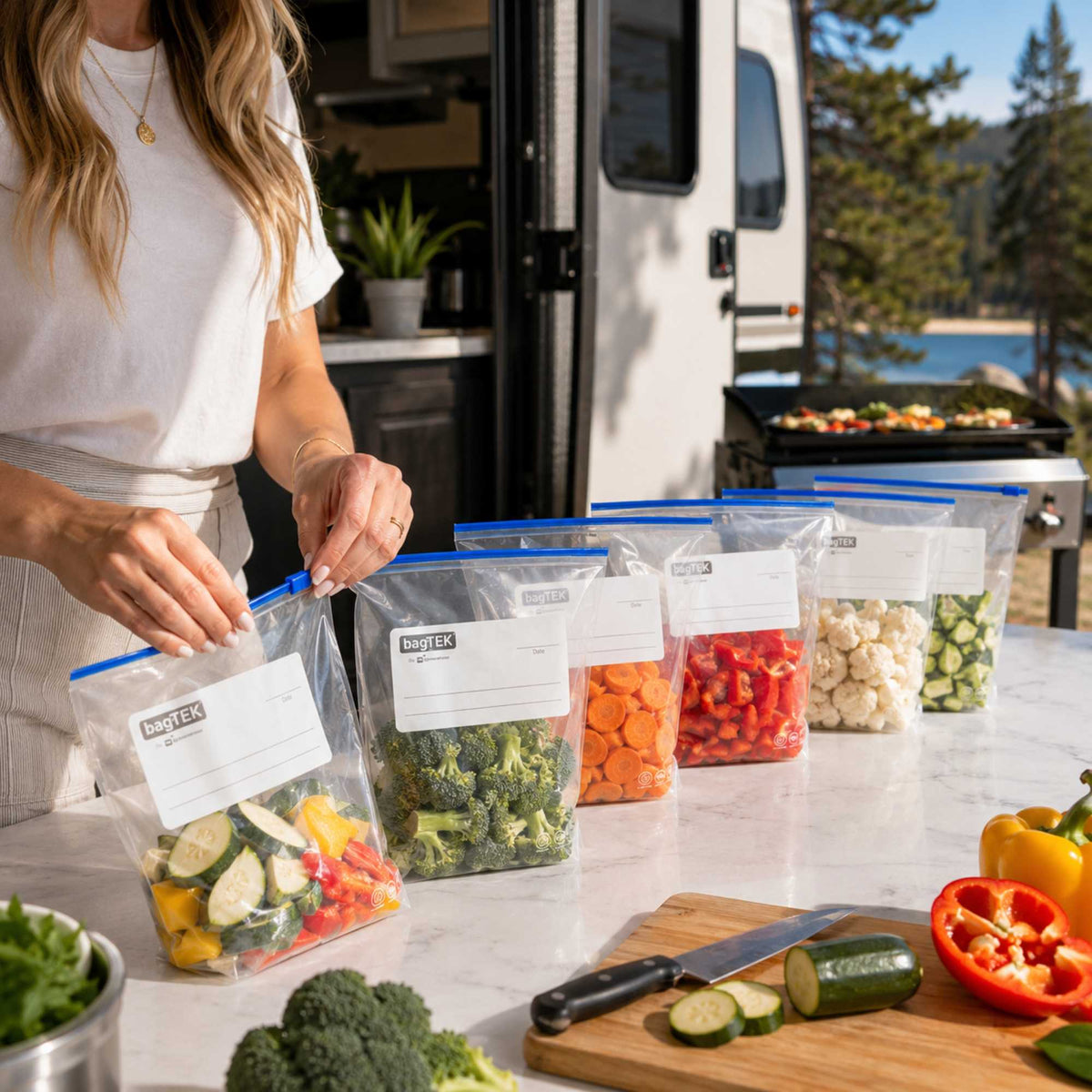 Bag Tek 1 gal Clear Plastic Slider Freezer Bag - Expandable Bottom, Write-On Label, BPA-Free - 9 1/2" x 3" x 10 1/2" - 1000 count box