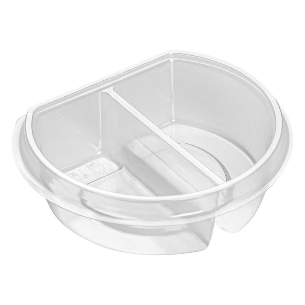 Tamper Tek 4 oz Clear Plastic Insert - Fits 11 oz Parfait Cup, 2 Compartments - 3 3/4" x 3 1/4" x 1 1/4" - 2000 count box