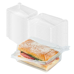 Tamper Tek Rectangle Clear Plastic Sandwich Container - with Lid, Tamper-Evident - 6